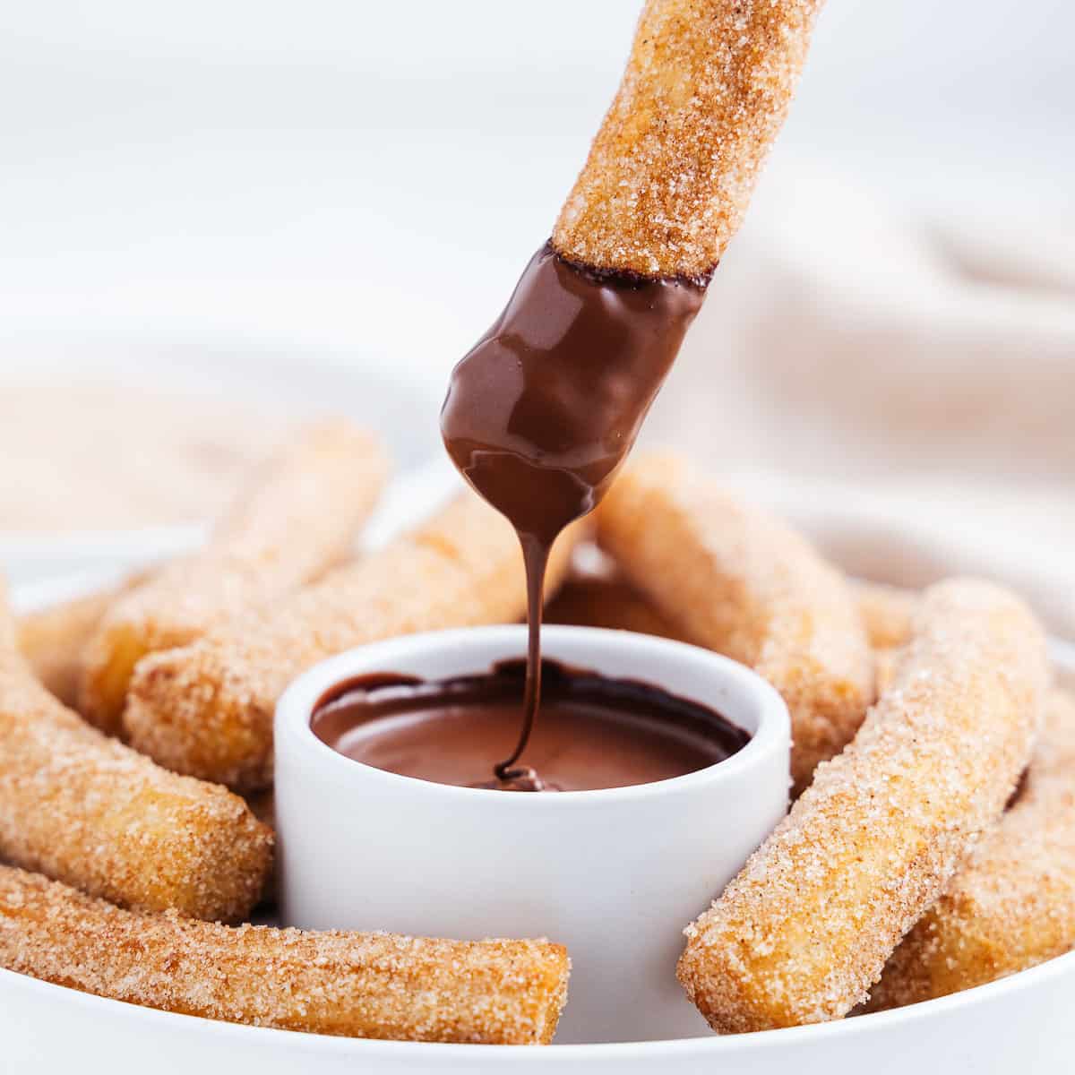 Churros with Chocolate Sauce Ingredients: